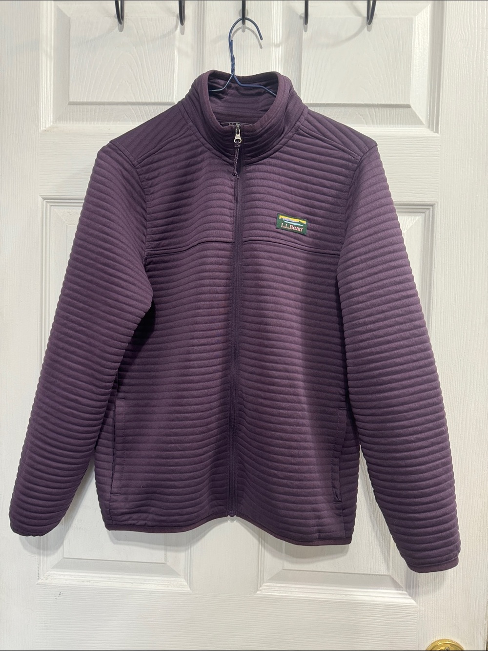 L.L. Bean Airlight Knit Full-Zip Jacket in Eggplant Heather
